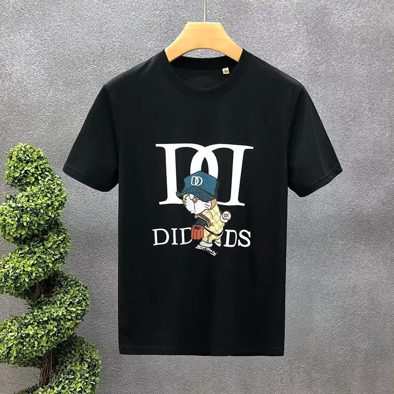 

Лето 2026, роскошная универсальная хлопковая дышащая футболка с короткими рукавами для мужчин и женщин с принтом медведя и коротким рукавом