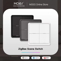 MOES 4 Gang Tuya ZigBee Wireless 12 Scene Switch Push Button Controller Battery Powered Automation Scenario for Tuya Devices