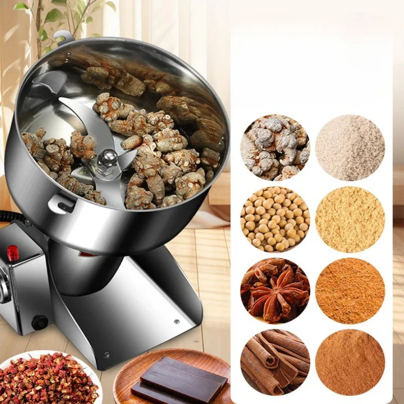 Qwinn 220V 1500G Commercial Grain Grinder High Speed  Cereals Medicinal Materials Spices Powder Crusher Stainless Steel Coffee G