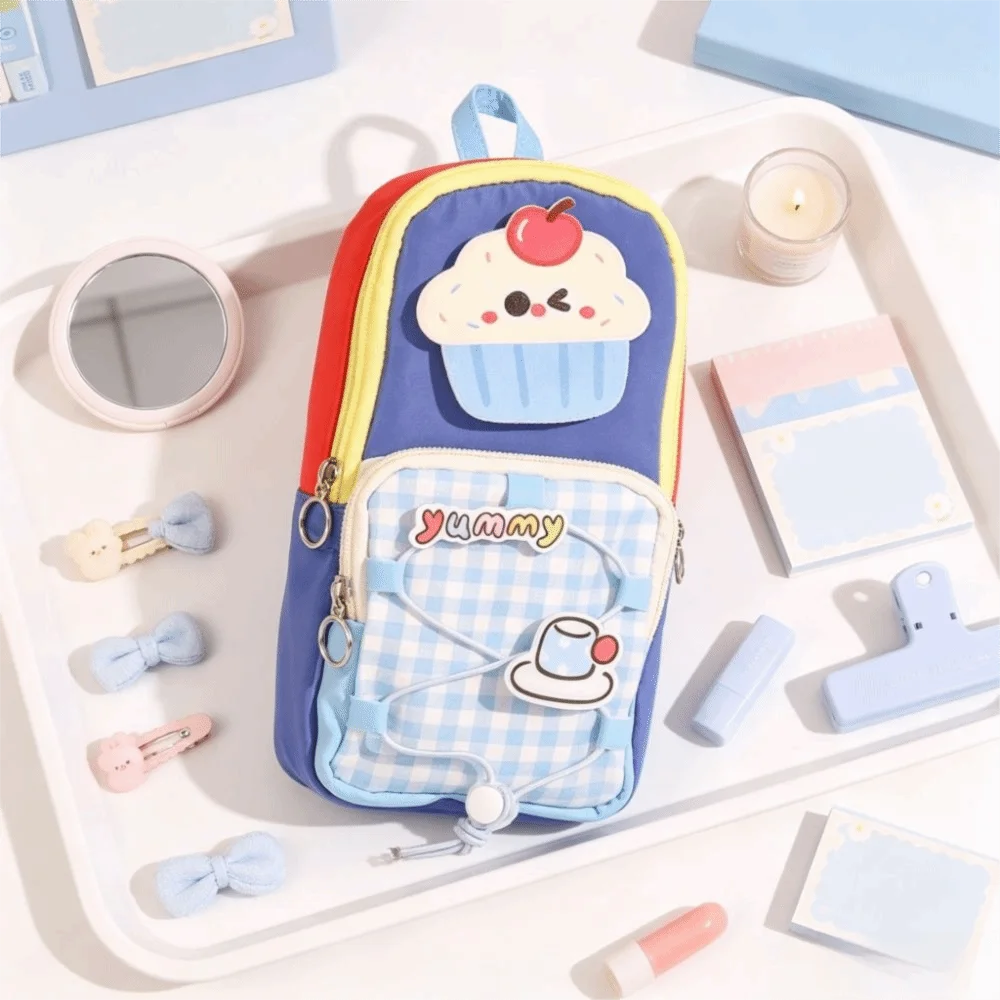 Vintage Large Capacity Pencil Case Simple Design High Appearance Level Stationery Bag Color-Blocked Cute Pen Bag Girls