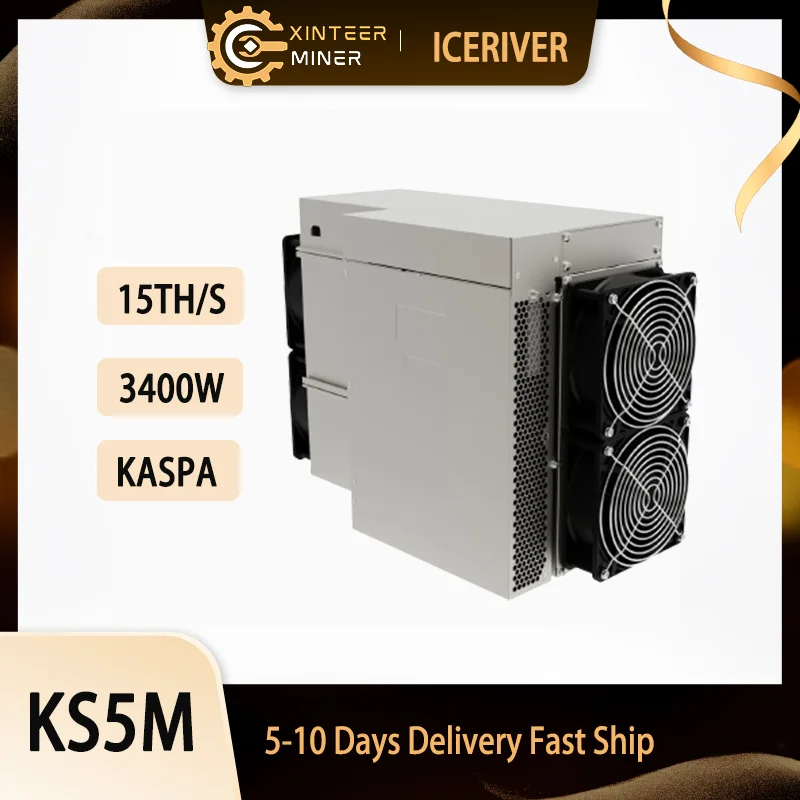 2024  New ICERIVER KAS KS5M 15TH/s 3400W ASIC Miner With PSU KS5M 15T Kaspa Mining Machine, fast shipping September 15-30 batch