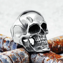 Terminator Skull 316L Stainless Steel Mens Rings Punk Hyperbole Skulls for Male Boyfriend Biker Jewelry Best Gift Dropshipping