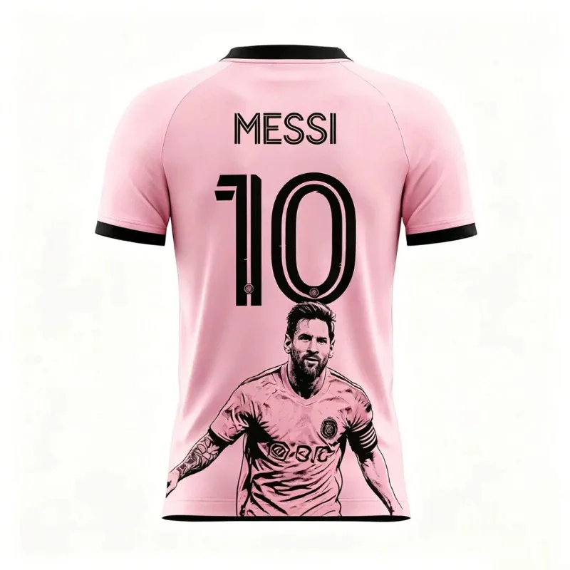 Messi No10 Inspired Fan‑Style Casual Soccer T‑Shirt 3D Print Pink Short Sleeve Unisex Breathable Daily Sports Supporter Top