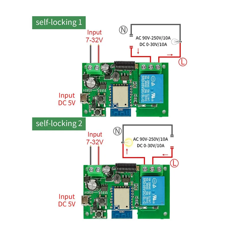 Y43A-2X Tuya WIFI Smart Switch Controller Cancello Garage Porta Apri 1CH 7-32V Timerinching Modulo Relè autobloccante