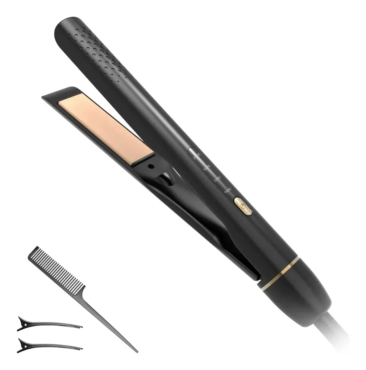 2-in-1 Hair Straightener & Curler for Women, Large Heating Plate Flat Iron with Adjustable Temperature & Display Screen, Hair Styling Tool for Straight Hair, Soft Curls, Bangs & Inward Curls, Easy-to-Use Styler for Home & Daily Use