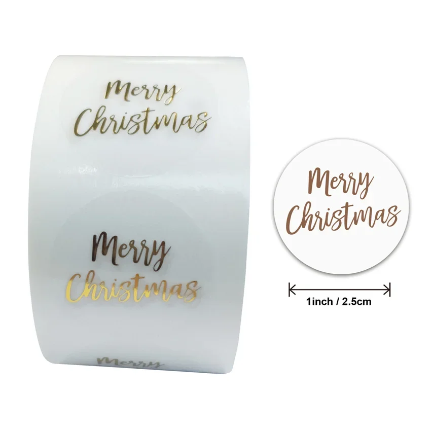 Round Clear Merry Christmas Stickers 100-500pcs Sealing Label Stickers for XMAS Cards Box Package Wedding Party Christmas Gifts