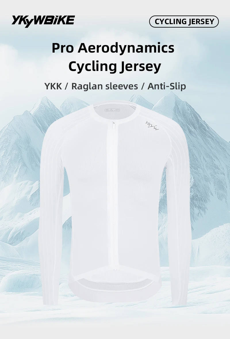 YKYWBIKE 2026 Herren Langarm-Radtrikot Aerodynamisches Raglan-Ärmel Schnelltrocknendes Rennrad-Oberteil Slim Fit Atmungsaktiv – Detail 2