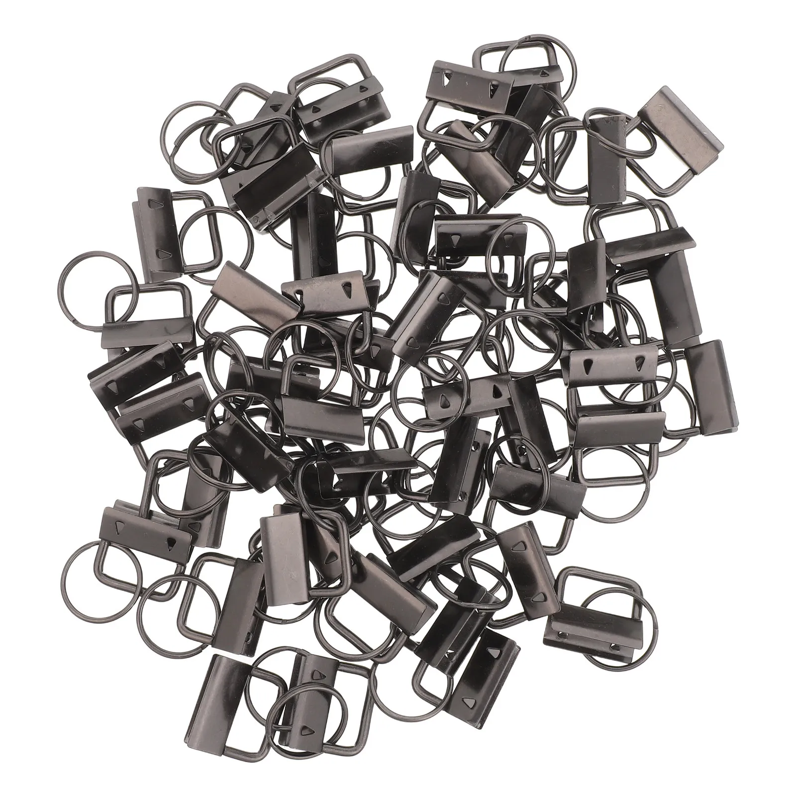 50Pcs Key Fob Hardware Silver Iron Metal Strap Clamp Keychain Ring Buckle Clip for Crafting DIY Wristlet Key Lanyard Supplies