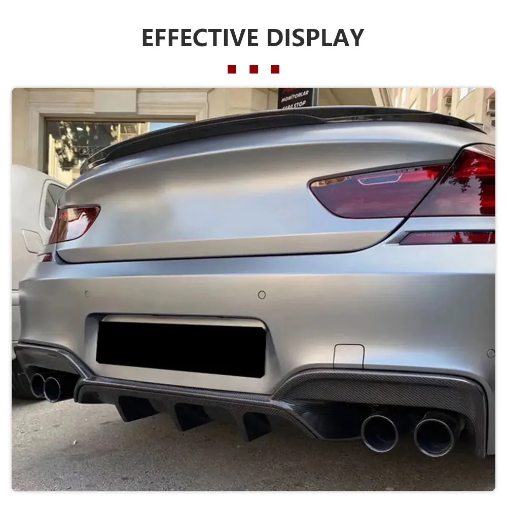 Car Rear Bumper Lip Diffuser Spoiler for BMW 6 Series F06 F12 F13 M6 M Sport M Tech 2012 - 2016 Carbon Fiber / FRP Black