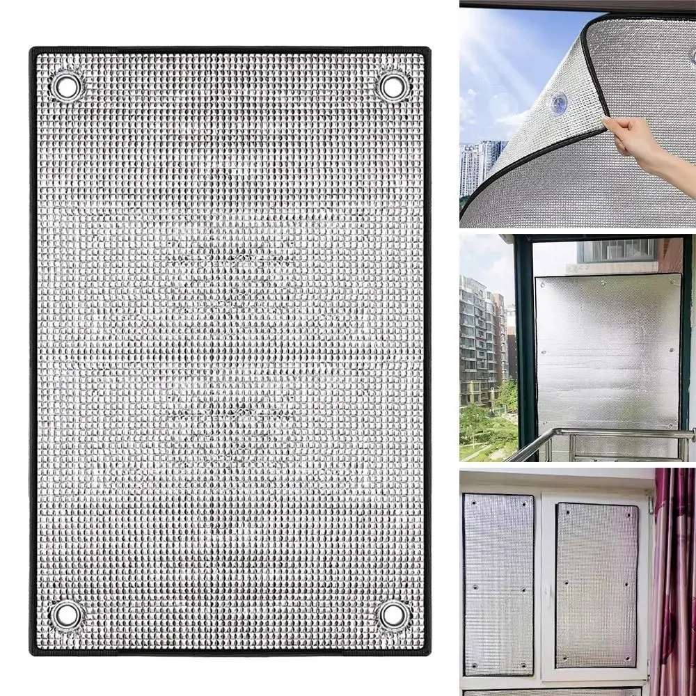 Aluminum Foil Window Insulation Film Anti-UV Removable Window Sun Shade Film Double Side with Suction Cup Sunshade Protector Pad