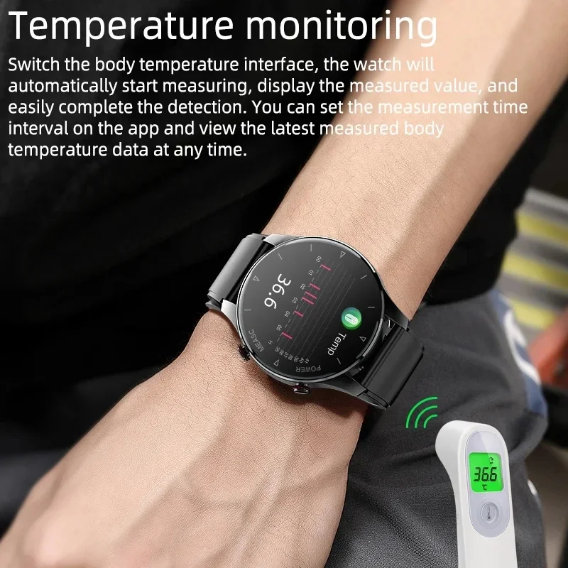 2025 New Non-Invasive Blood Glucose Men Watch Air Pump Airbag Precision Blood Oxygen Blood Pressure Heart Rate Sport Smart Watch
