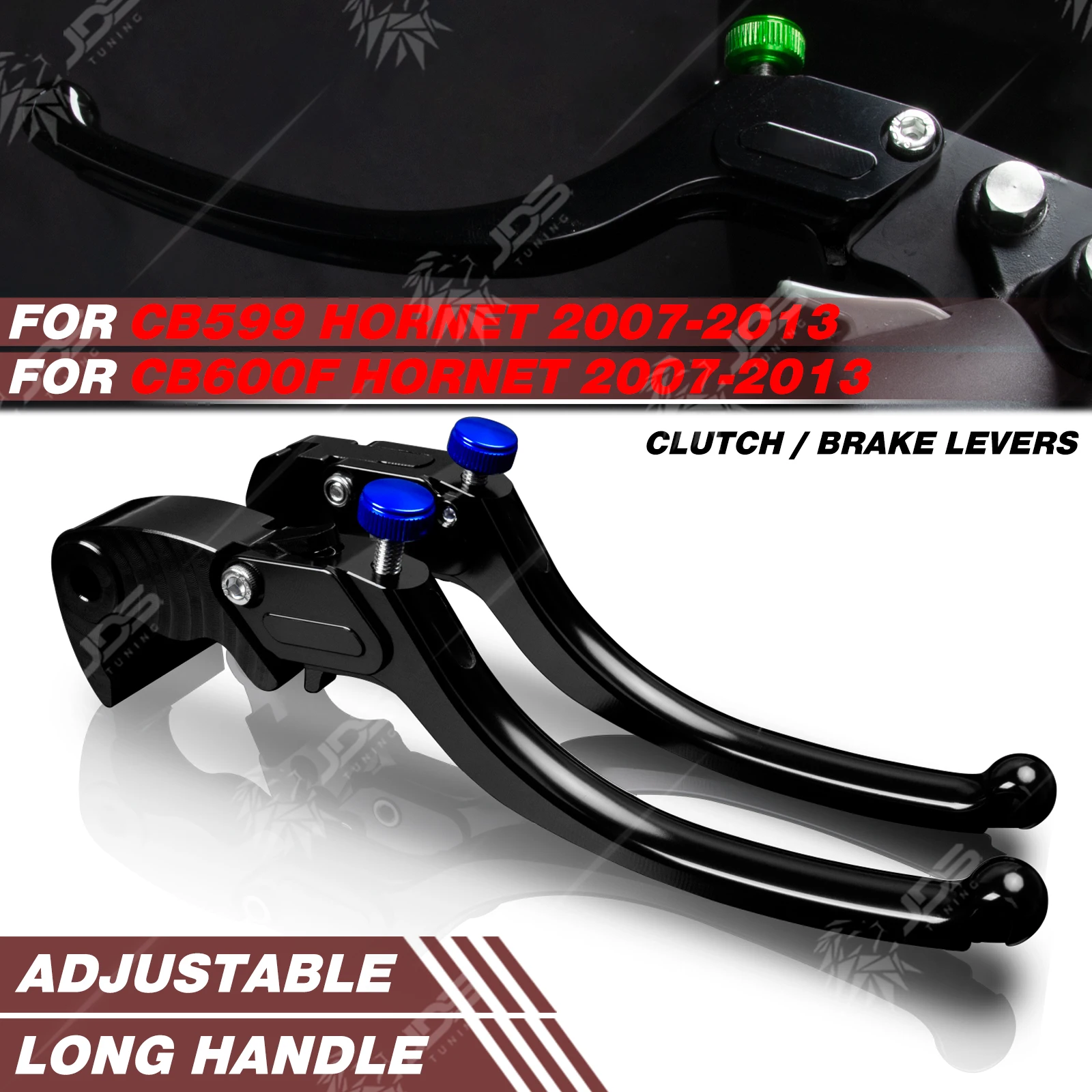 jdstuning-ホンダ-cb599-ホーネット-cb600f-ホーネット-2007-2013-ステップレスクラッチレバーブレーキレバーセットロングハンドルレバーアクセサリー