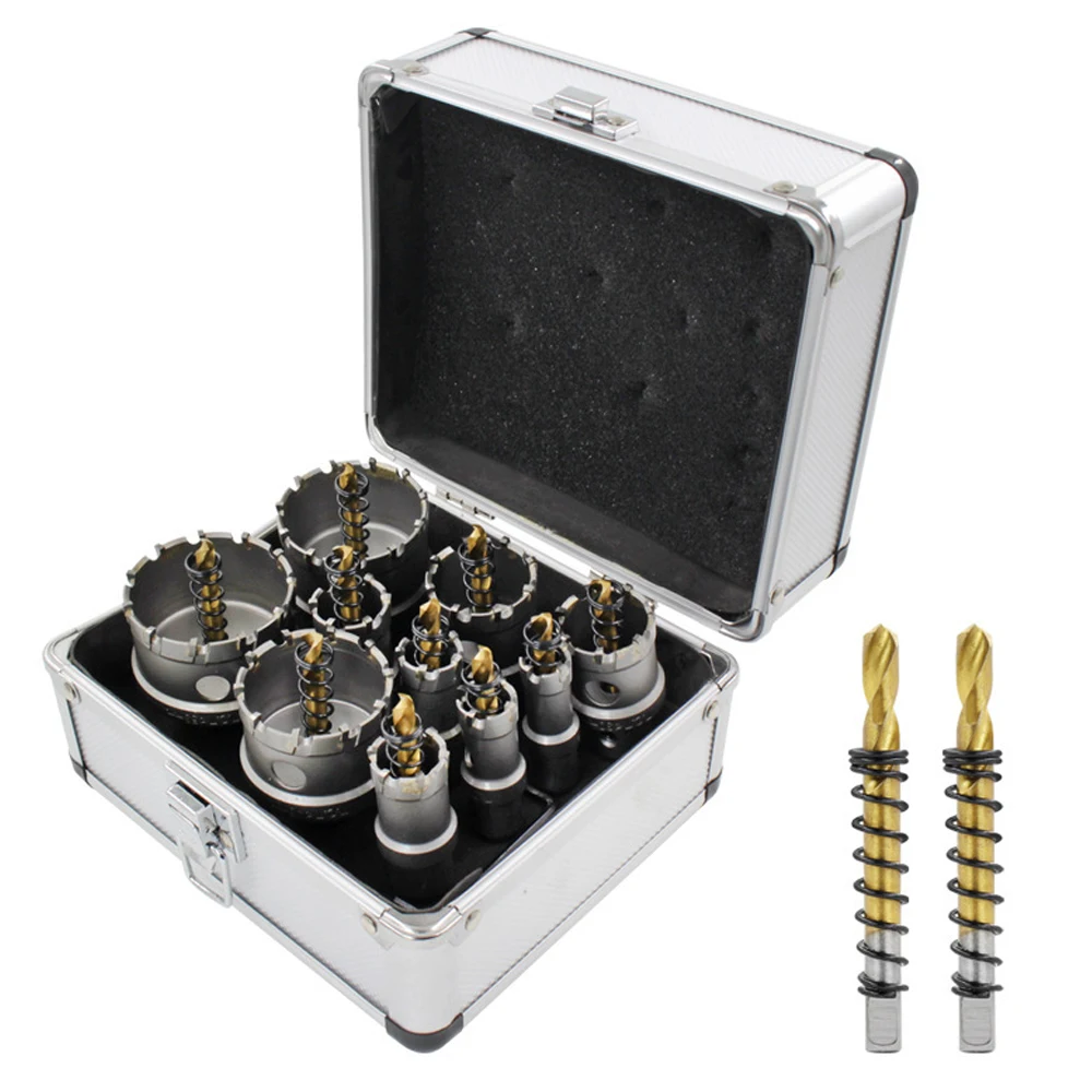 Stainless Steel Hole Saw Drill Bit Set Metal CutterTool Core Hole Saw Carbide Tip Thick Steel Plates Cutting Drilling Tools