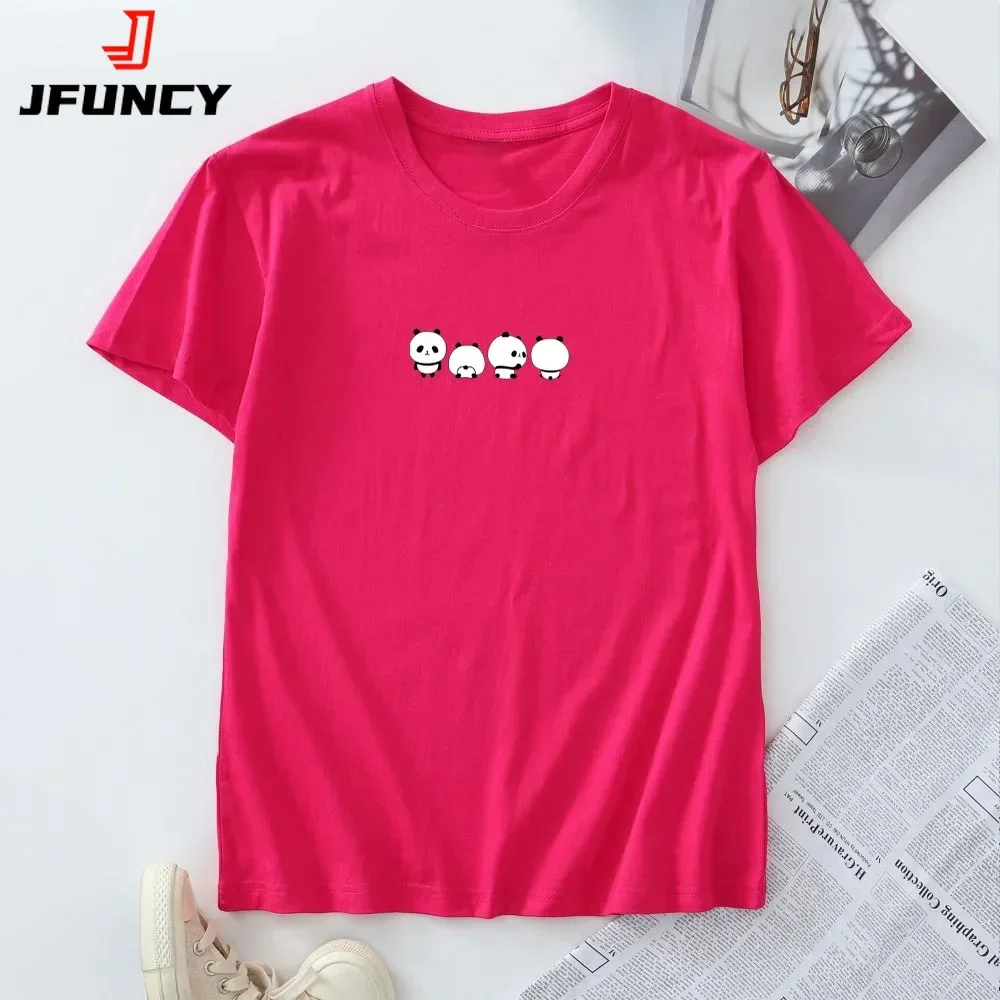 Kaus lengan pendek wanita ukuran besar T-shirt 100% katun atasan musim panas pakaian wanita Tshirt wanita T shirt Grafis mode