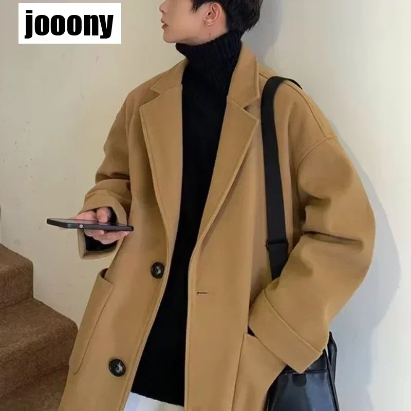 

Fashion Mens Leisure Overcoat Male Streetwear Punk Style Long Coats Jacket Men Wool Blends Casual Business Trench Coat Commuting