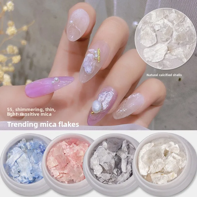 LYLE New Nail Art Natural Shell Large Mica Satin Silk Sequins Iridescent Nail Stickers Accessories Decorations Wholesale Hot Set