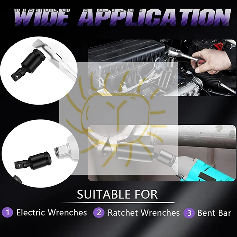 

3Pcs Universal Joint Socket Set- 1/4" 3/8" 1/2" Drive Impact Swivel Socket, Electric Wrench Accessories for Auto Repair Workshop