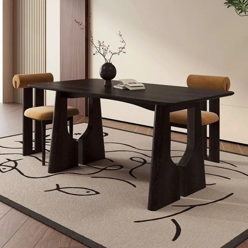 French retro solid wood dining table medieval light luxury household large, medium and small rectangular