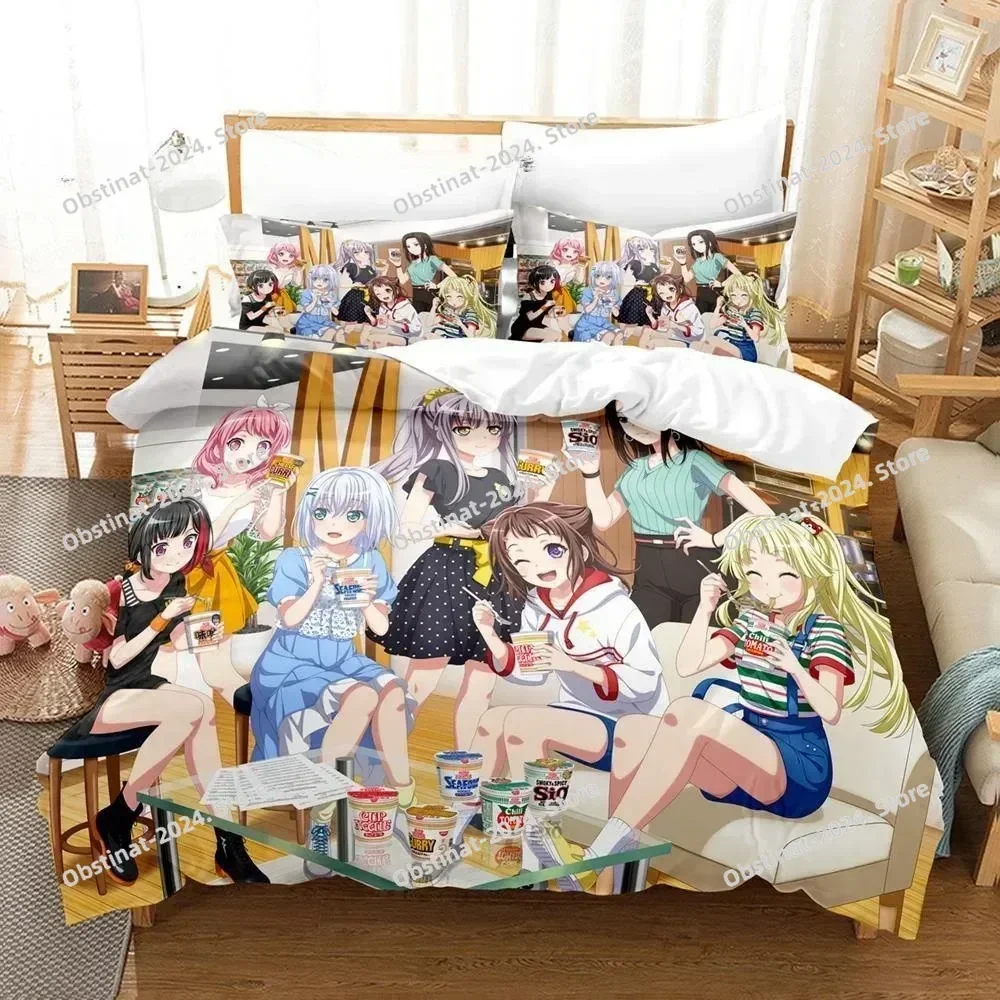 3D Anime BanG Dream! Girls Band Party! Bedding Set Single Twin Full Queen King Size Bed Set Adult Kid Bedroom Duvetcover Sets 3
