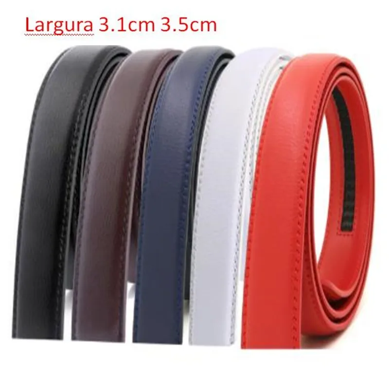 

3.5cm Width Without Buckle Real Genuine Leather Automatic Belt Body Cowskin Belts Black White Blue Brown Brand 125cm