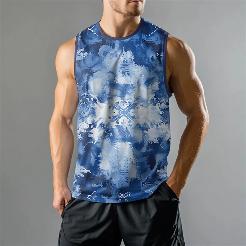 Fashion 3D Printed Graphic Summer Vest For Men Casual Street Star Graphic Loose Sleeveless Tee Gym Fitness Pullover motion Tops