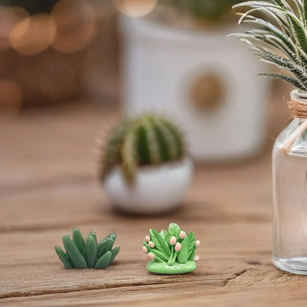 8 قطع من ديكور الخضرة المصغرة: عشب صناعي واقعي لحديقة بيت الدمى، نباتات صغيرة يدوية، منظر طبيعي صغير داخلي