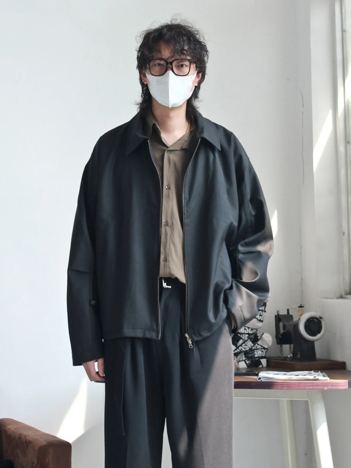 

Mr. Abo Spring New Sle Simple High-End Chinese Jaet Men's Korean Casual Loose ort Coat Long Sve Youth Faion