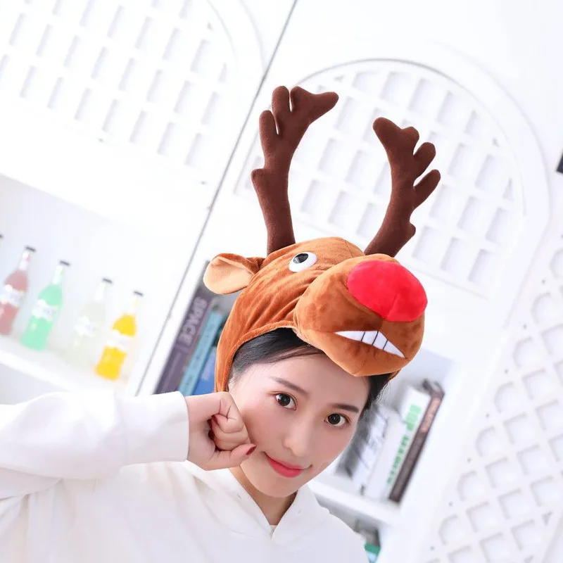 Elk Headwear Cartoon Christmas Party Hat Cozy Winter Headgear Unique Costume Accessory Holiday Performance Cap 1