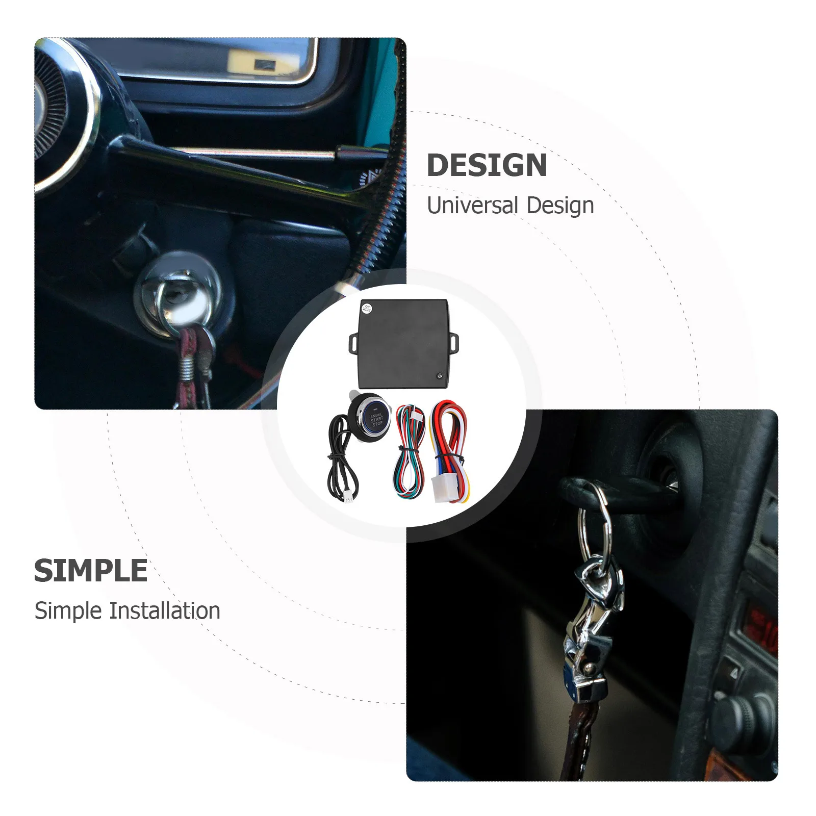 

1Set Universal Car Ignition Switch Onekey Start Button Durable Plastic Material Intelligent Control System Easy Installation