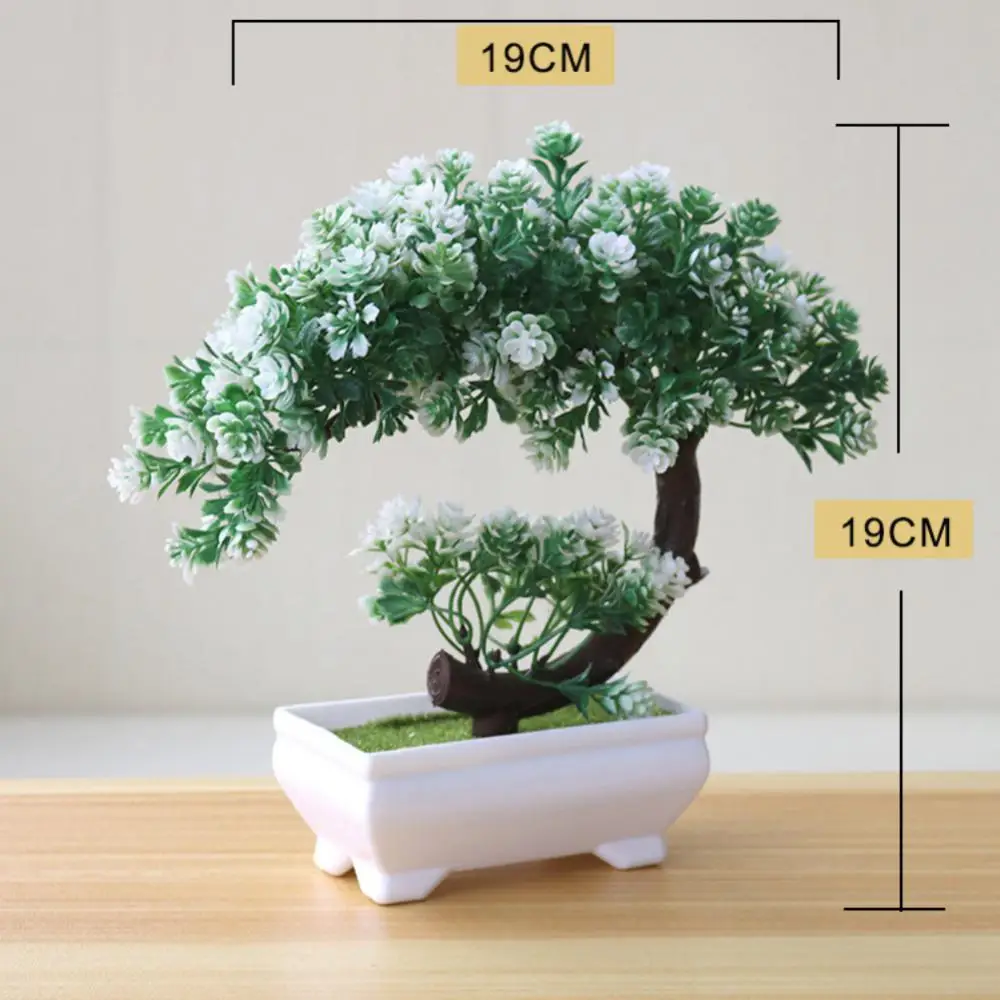 Simulation Plant Potted Sakura Snowball With Pot Artificial Plants Bonsai Green Small Tree Mini Small Ball Flower Decoration