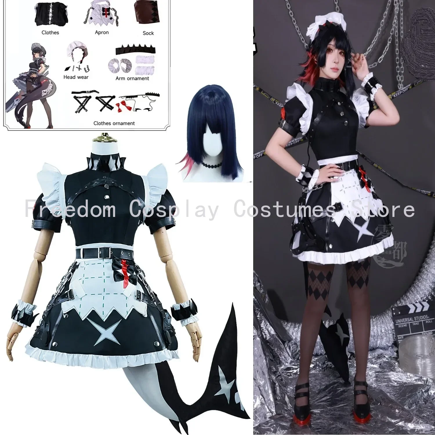 

Zenless Zone Zero Costume Ellen Joe Cosplay Uniform Wig Anime Halloween Party Costumes Masquerade Women Game