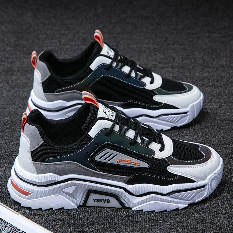 Men's Casual Sports Shoes Breathable Versatile Mesh Sports Shoes Shock Absorption Height Increase Retro Fashion Men's Shoes 2024