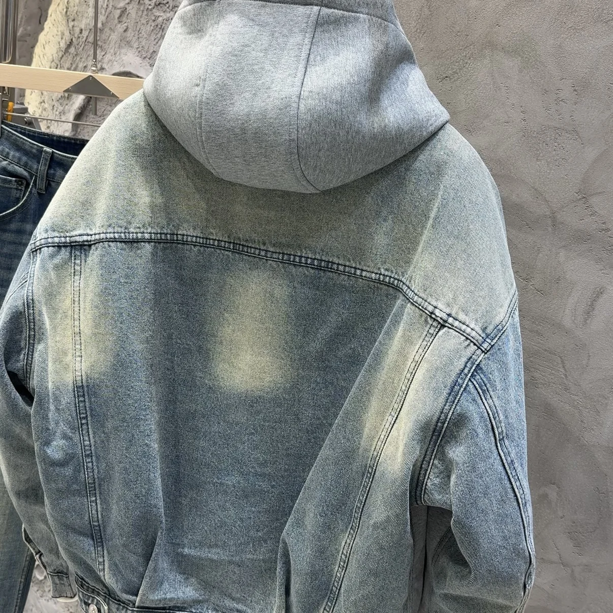 

Winter New Hooded Duck down Jacket Men's Jeans Splicing Fashion Loose 90 White Duck Feather Warm Outerwear Casual Style