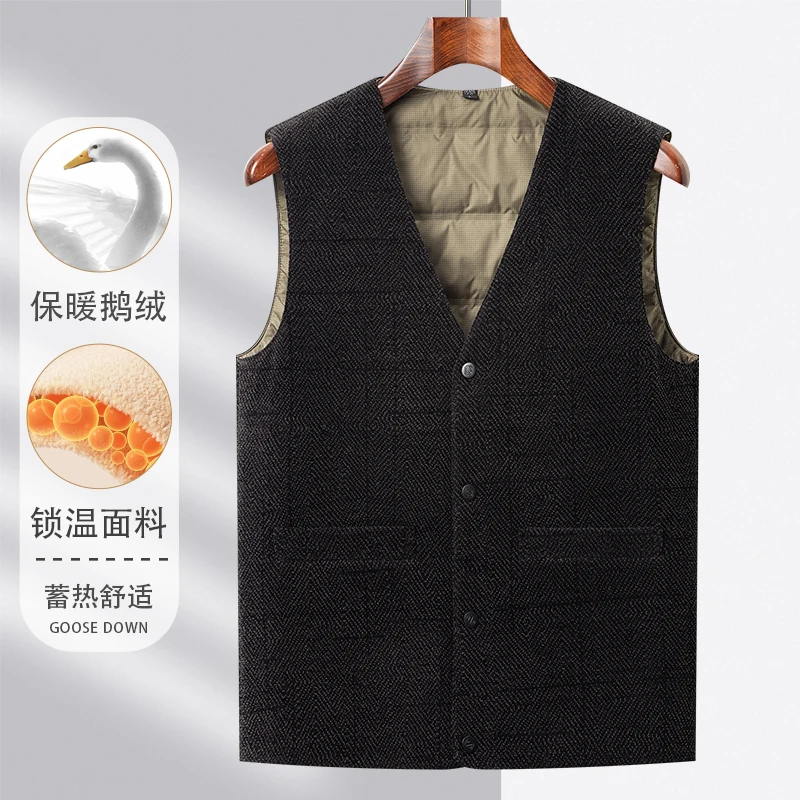 Lightweight 90% Goose Down Vest 2025 Autumn Winter Men Classic V-Neck Warm Waistcoat Male Single Breasted Down Jakcet Vest
