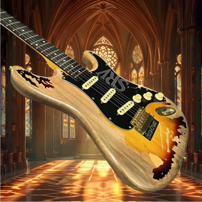 أفضل البائعين خمر SRV STRA الغيتار الكهربائي شحن مجاني البلوز موسيقى الروك الماهوجني الجسم 6 سلسلة ضمان الجودة خاص