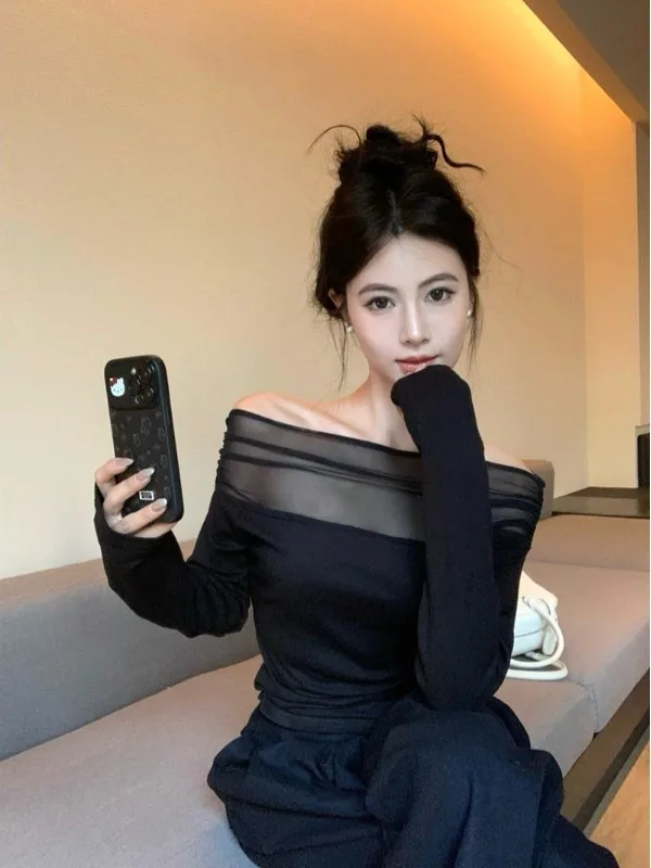 

Сексуальный топ с сетчатыми вставками на одно плечо и длинным рукавом, модный трендовый топ для девушек, бренд Nicole Rose, женское премиум-пальто