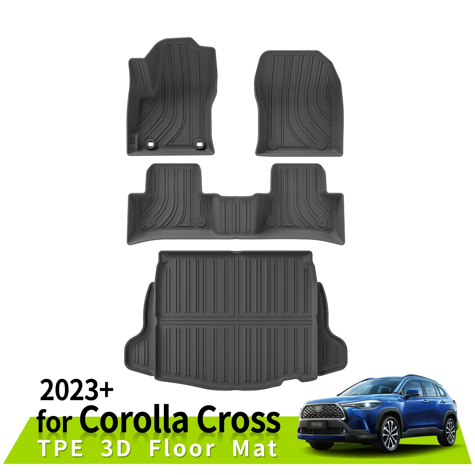 Car Floor Mats Trunk Pad for Toyota COROLLA CROSS Waterproof Anti-Slip Accessories 3D TPE Left Hand Driving