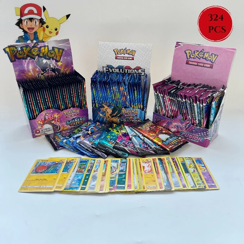 New 324 Boxed Pocket Monster Shining Destiny Style English Booster Trading Game Collection Card Toys Children\'s Birthday Gifts