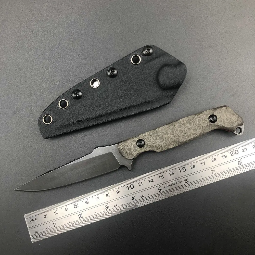 Trskt D2 Psk มีดยุทธวิธี,มีดล่าสัตว์,Survival Cool Camping มีด, edc Defense เครื่องมือสีดํา Stonewash ใบมีด Kydex Dropship