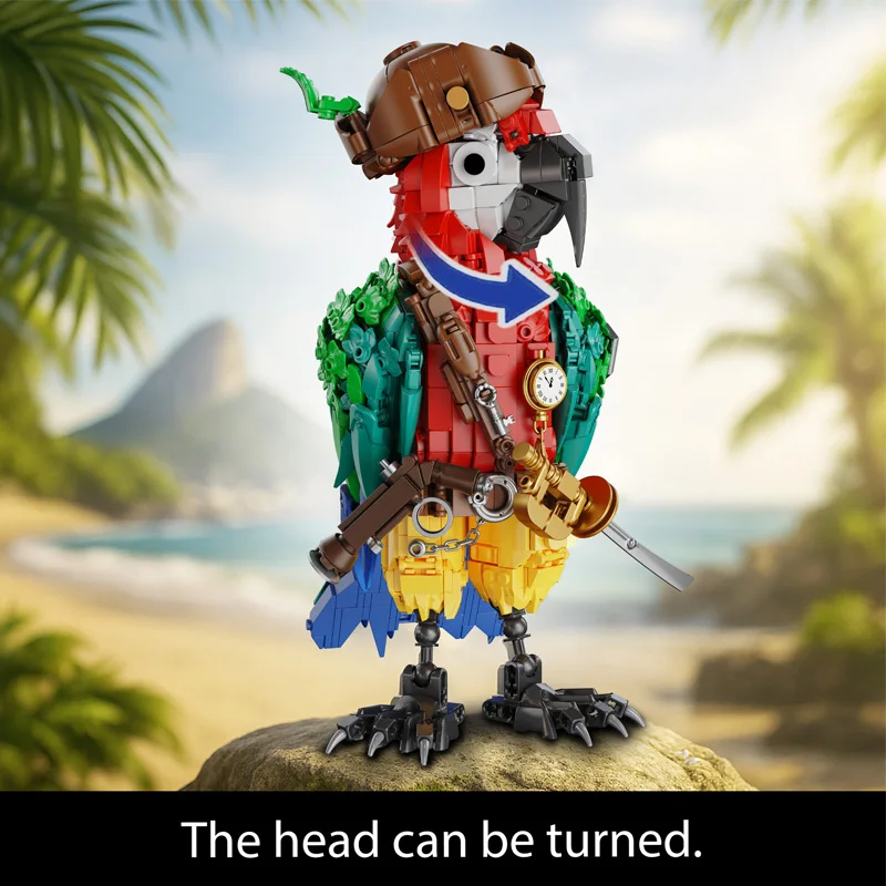 Kits de bloques de construcción pequeños de ratón mágico, diseño pirata ensamblado creativo, loro, Animal, modelo educativo, juguetes de ladrillos, regalo de vacaciones