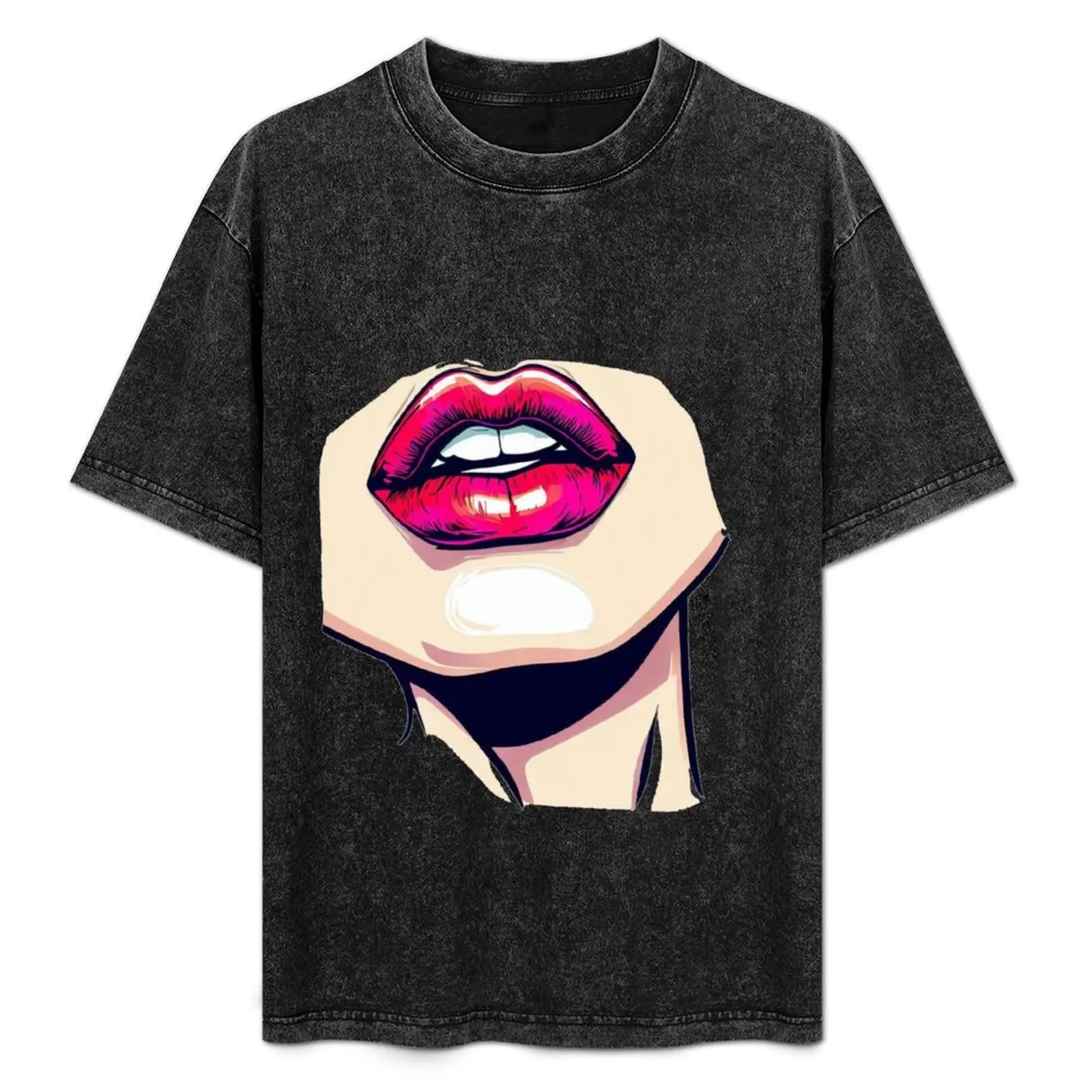 Pink lips T-Shirt plus size clothes baggy shirts Men's clothing