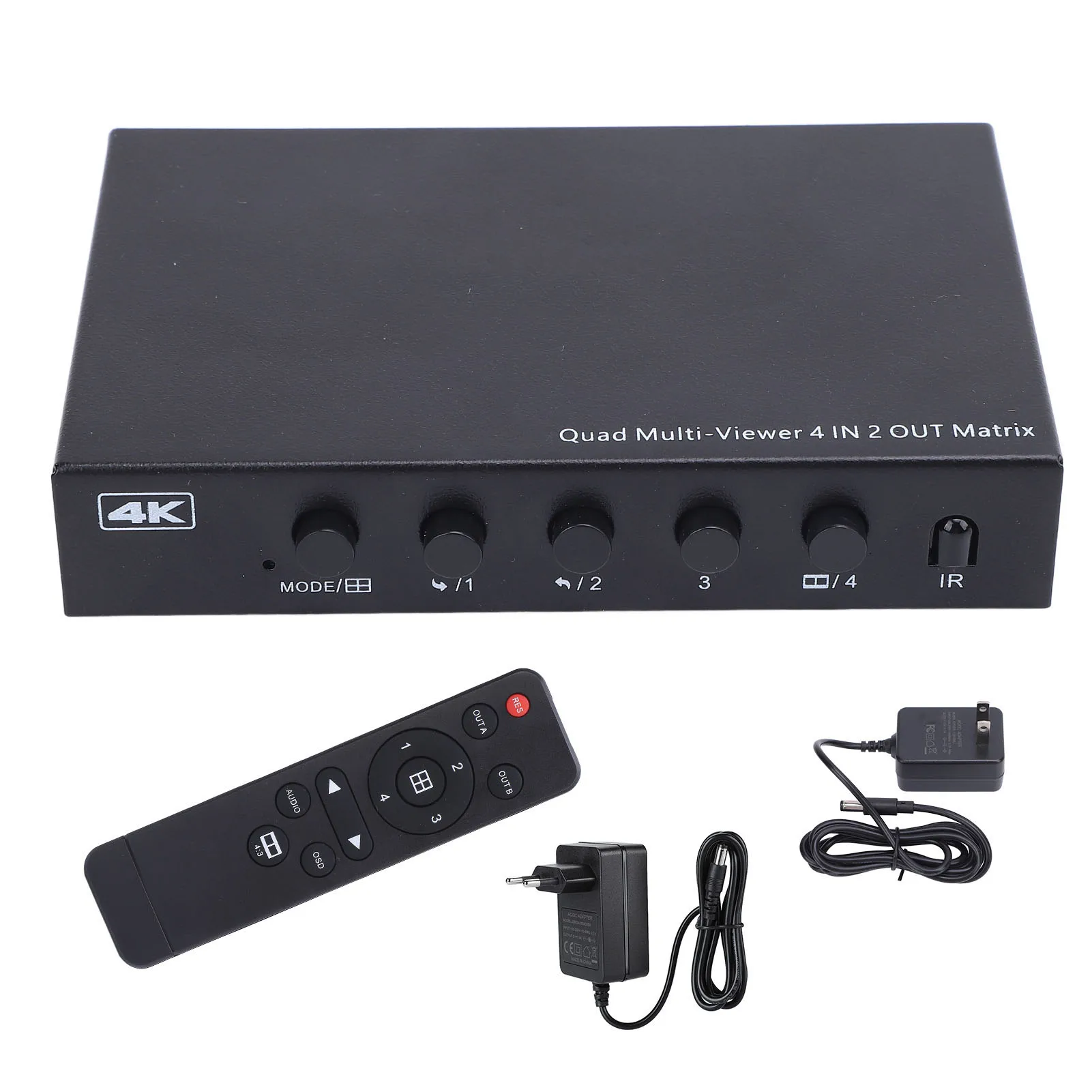 4K Multiviewer Switch 4x2 HD Multimedia Interface 4 in 2 Out 6 Display Modes Multi Viewer Seamless Switcher with Remote Control