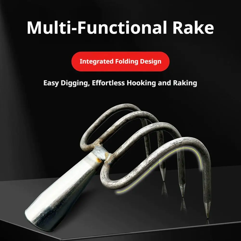 Outdoor Thickened Garden Rake All-steel Stone Slag Rake, Land Reclamation Site Railway Hoe Peanut Soil Iron Rake Tool 1pcs 2026
