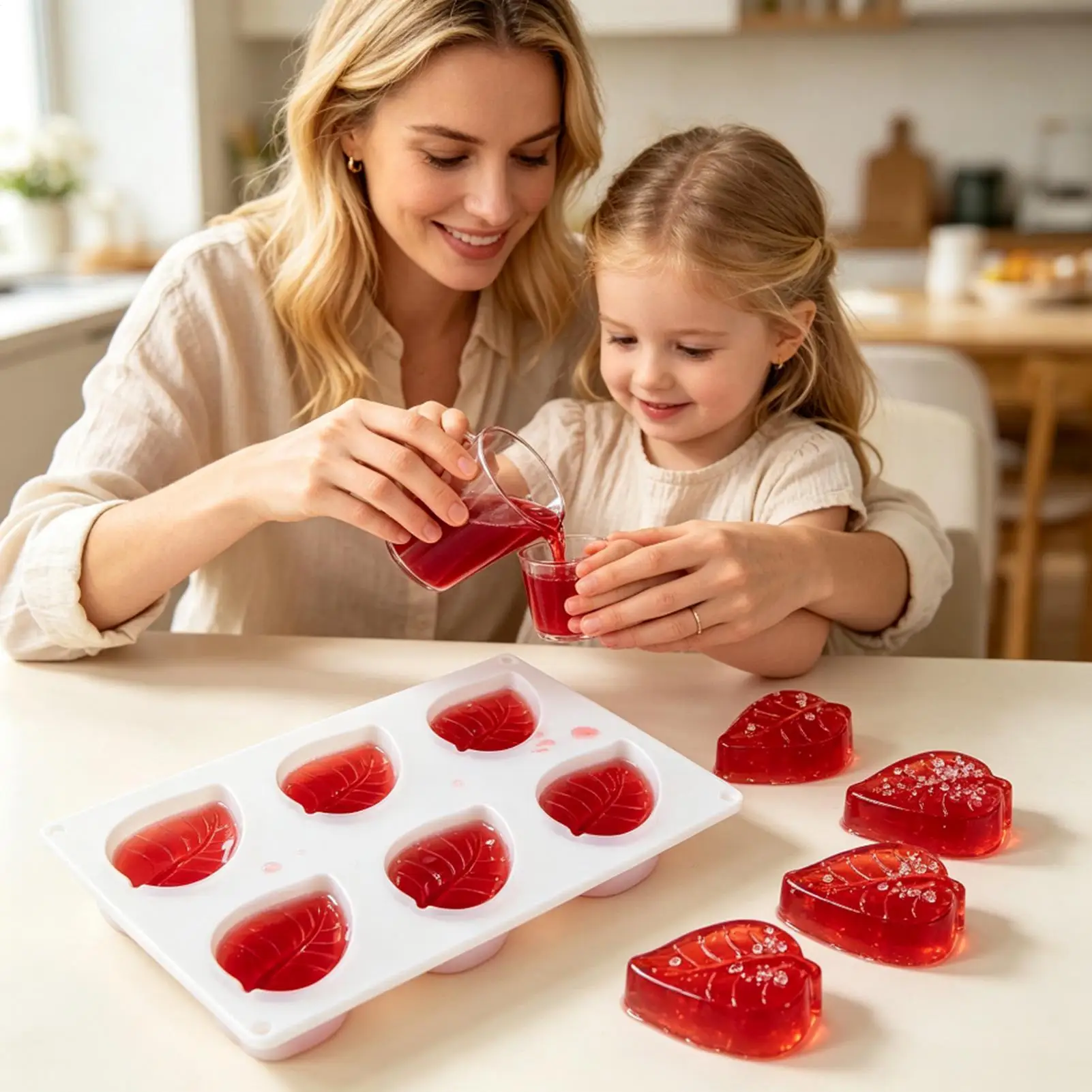 Silicone Molds for Food 6-Cavity Nonstick Food-Grade Reusable Baking Pan Realistic Leaf Chocolate Candy Molds for Dessert