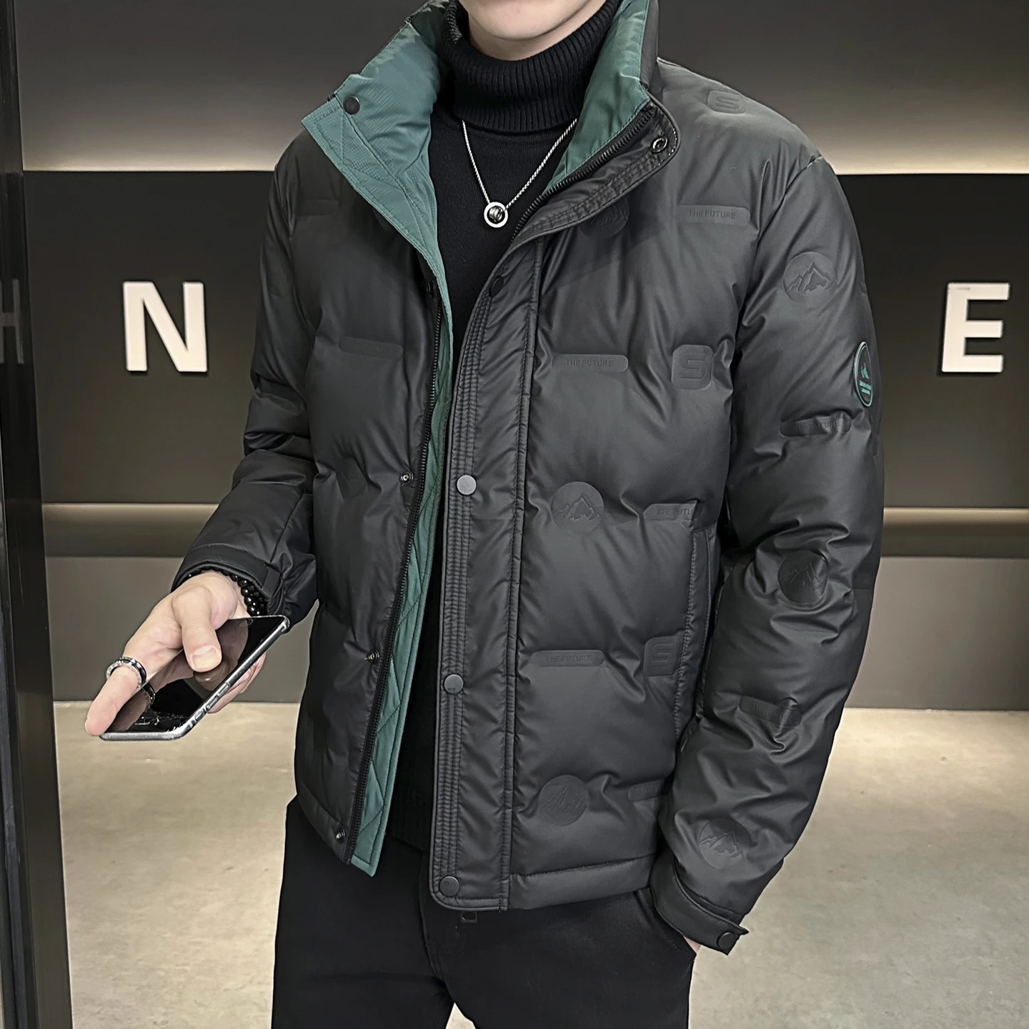 

Men's Casual Lightweight Thiened Winter down Jaet Warm Outerwear Polyester Fiber Faion Urban Sle Regular Fit Long Sve