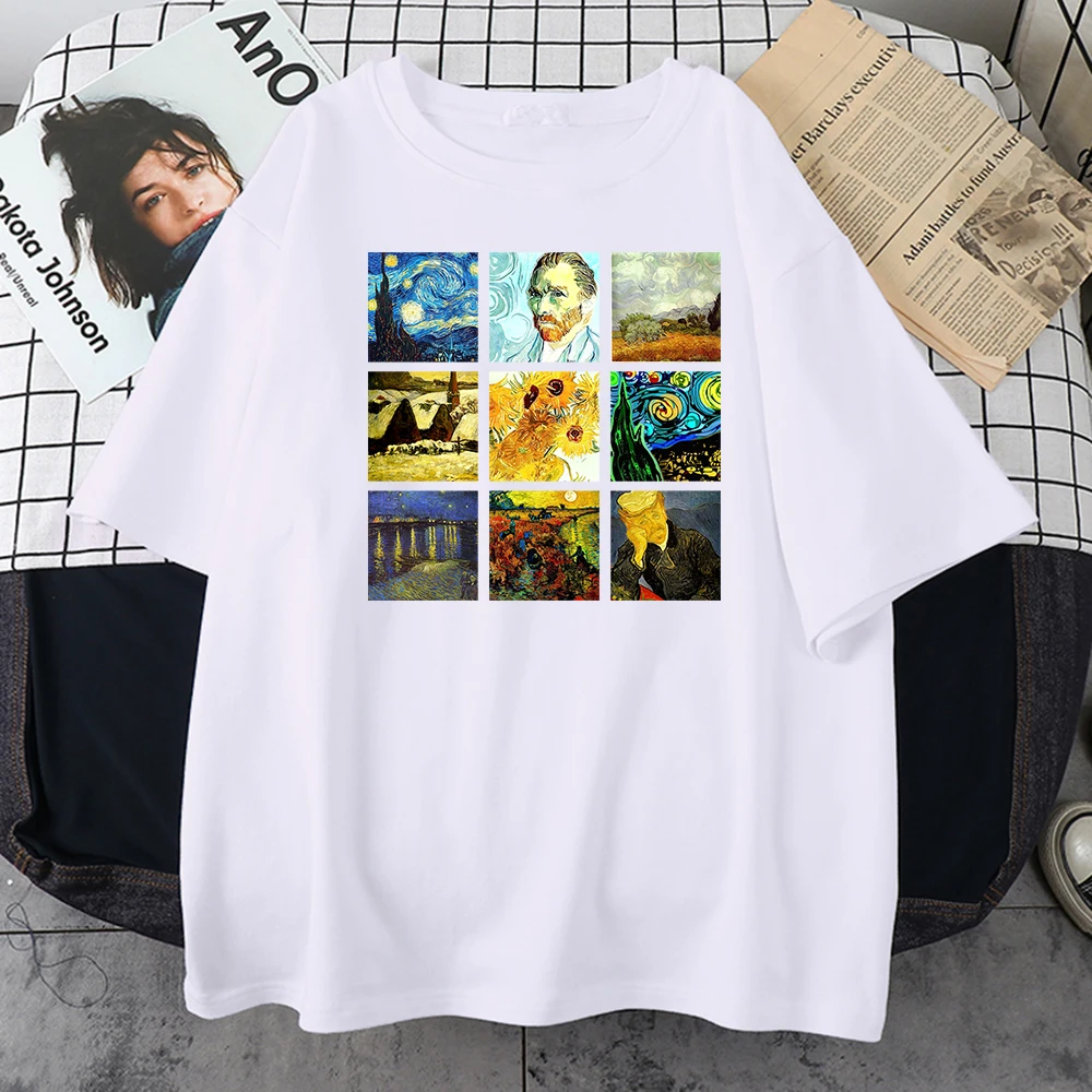 

Paintings Doctor Gachet Prints Men's T-Shirts Cool Oversize Tshirts Creativity Crewneck T Shirts Sport High Quality Men Tops