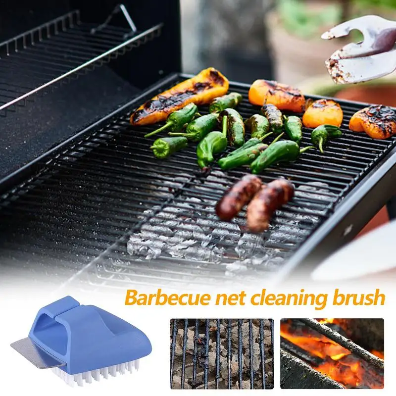 

BBQ Grill Brush Cleaning Brush BBQ Grill Scraper Stainless Steel Scraper 2 In 1 Barbecue Brush Grill Cleaner Brush Scrubber For