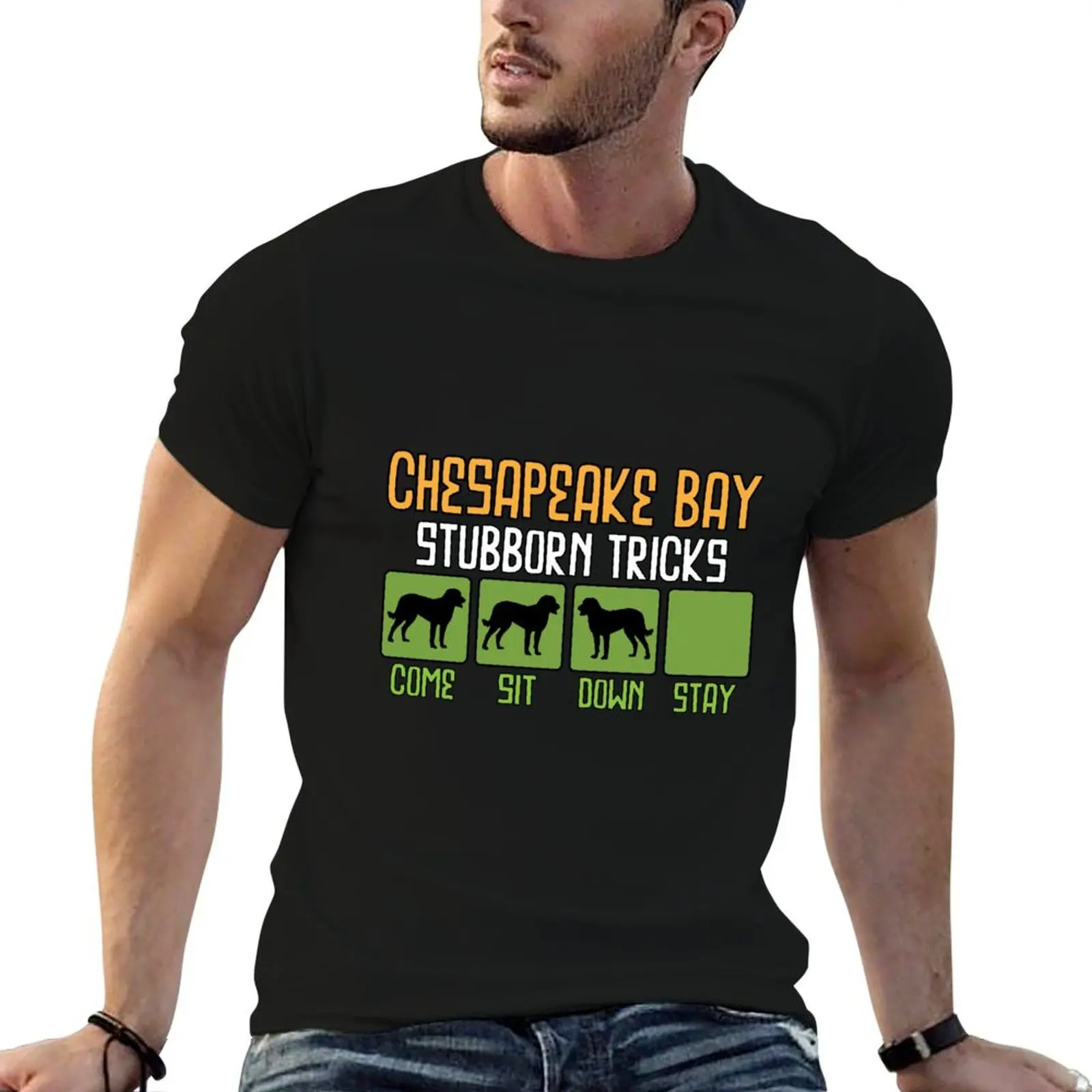 T-shirt à manches courtes résistant aux odeurs avec citation humoristique et drôle « Chesapeake Bay Retriever Stubborn Tricks »