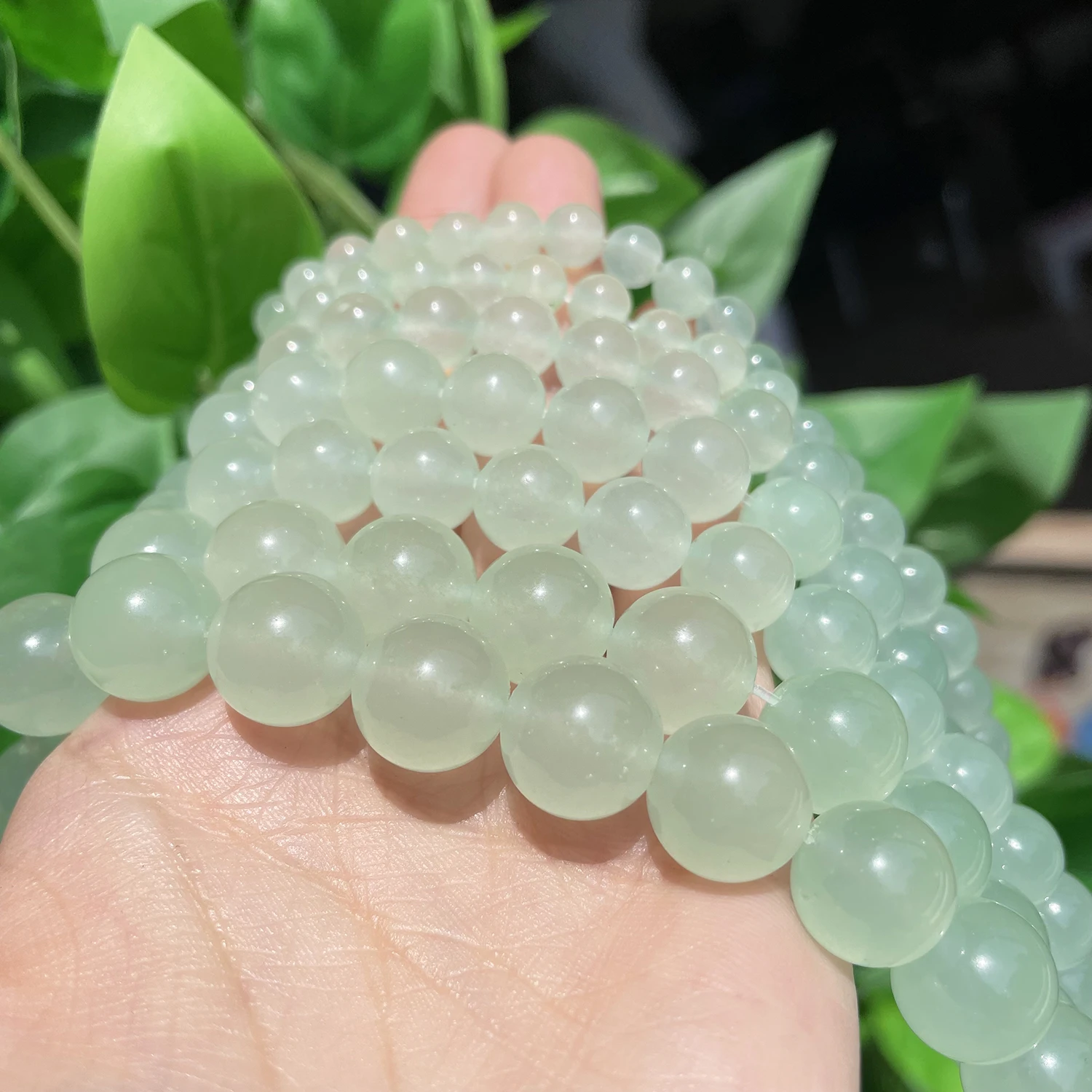 4-12mm Light Green Chalcedony Jades Round Stone Beads Natural Loose Spacer Bead for Jewelry Making Diy Bracelet Accessories