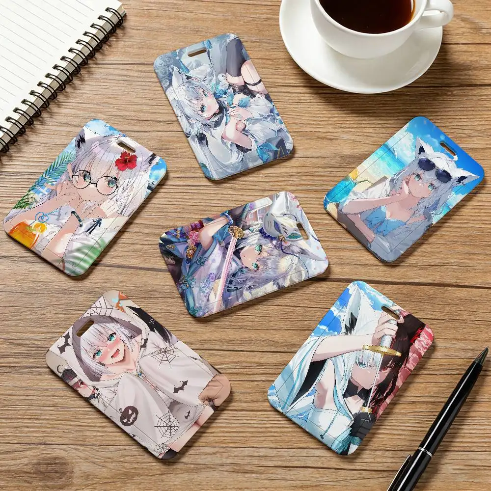 

Милый держатель для карт S-Shirakami Fubuki с ремешком на шею, для пропусков сотрудников компании, унисекс, для удостоверений личности, рабочих карт, офисные принадлежности